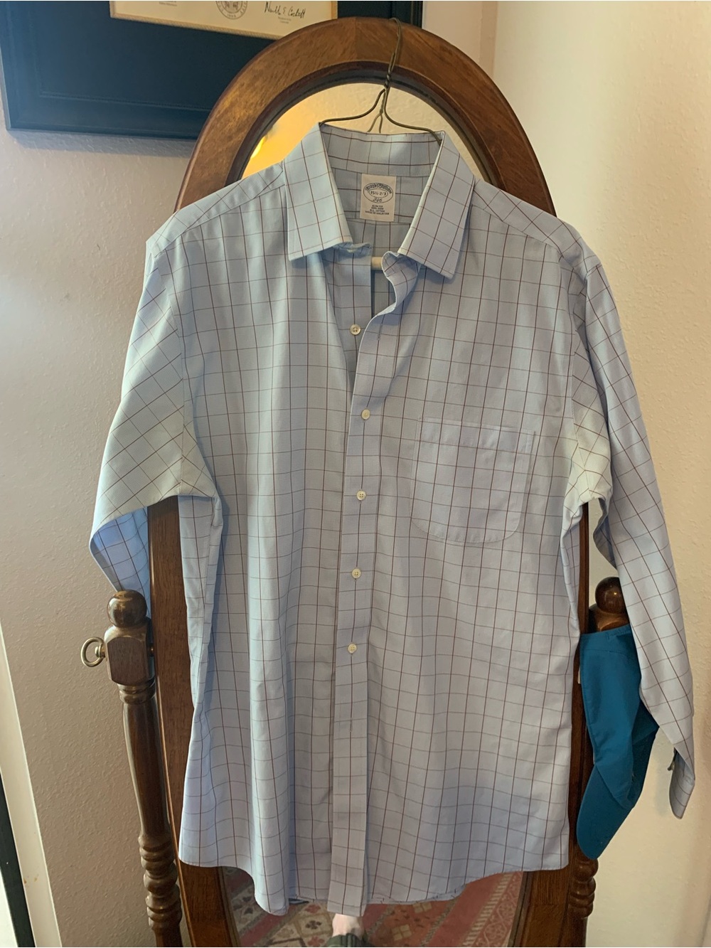 Brooks Brothers Light Blue Windowpane Dress Shirt